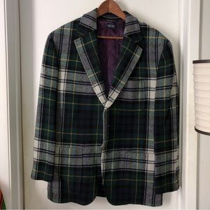 Vintage Tommy Hilfiger men’s blue and green plaid blazer size small